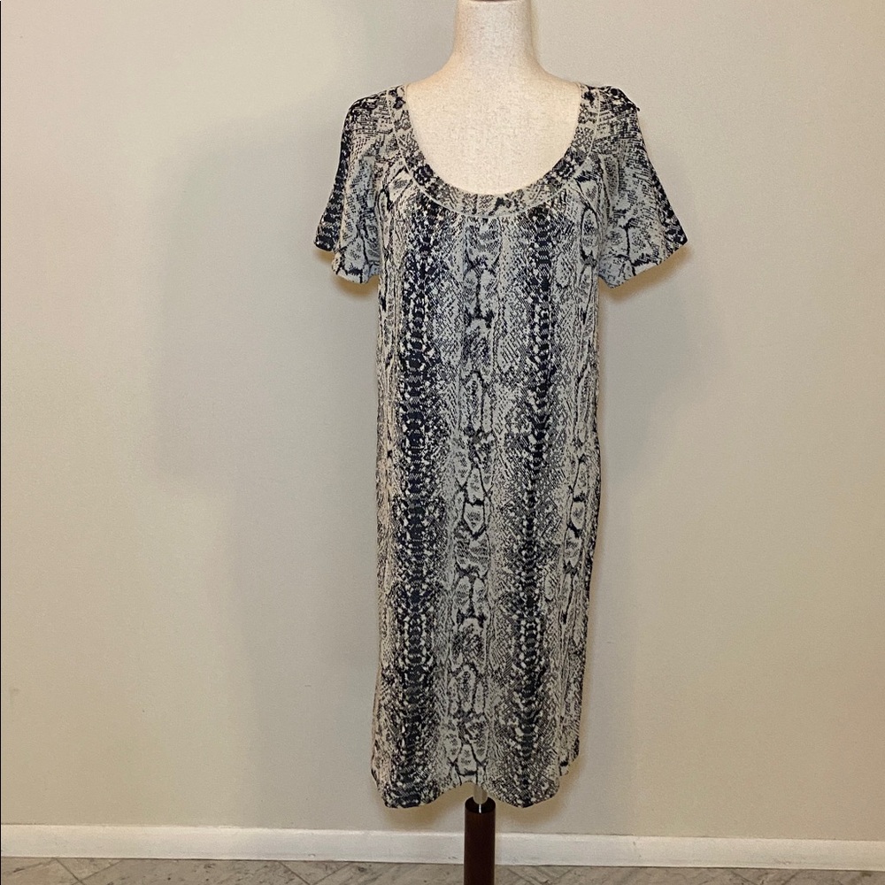 St. John Santana knit animal print back zip dress